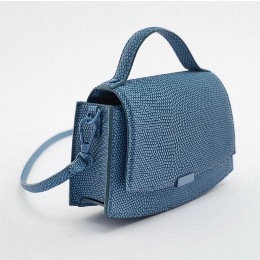 ZARA EMBOSSED CROSSBODY BAG PURSE ORANGE  BLUE NEW WITH TAGS